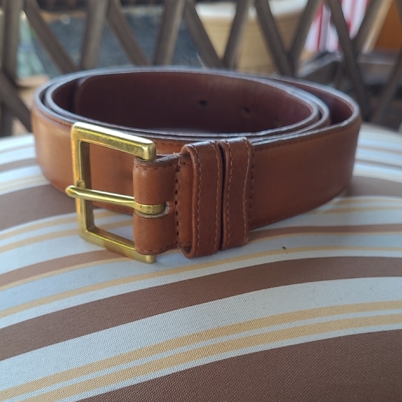 COACH Brown Leather Belt with Gold/BRASS Buckle, SZ 38, #7600 - Picture 1 of 8